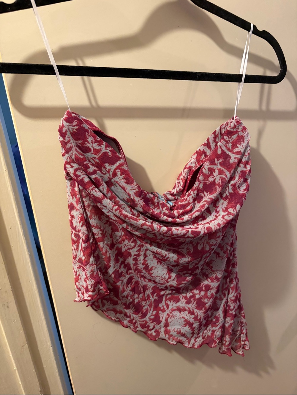 Urban Outfitters Pink and White Floral Cowl Neck Camisole